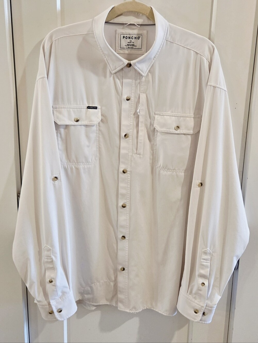 Poncho Outdoors Iceman Long-Sleeve Fishing Shirt Size XXL - White - Magnetic